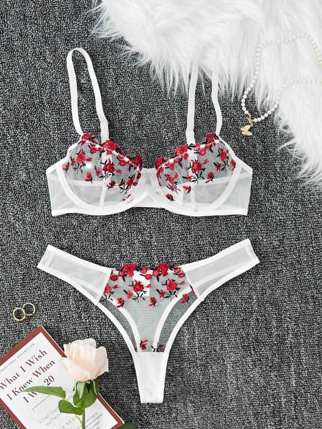 Red roses flower underwear