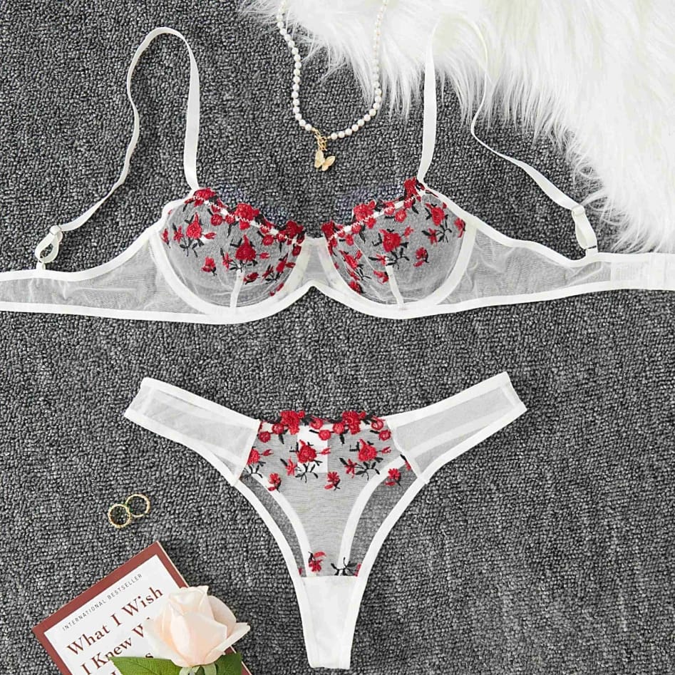Red roses flower underwear