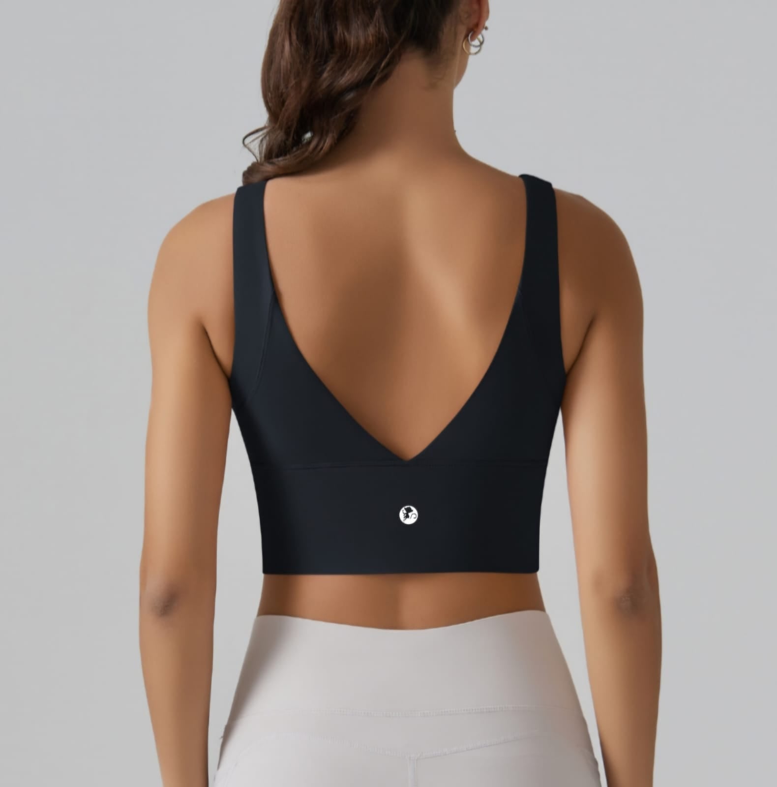 Sleeveless Crop Top V Back Sport Bras with Built-in Pads