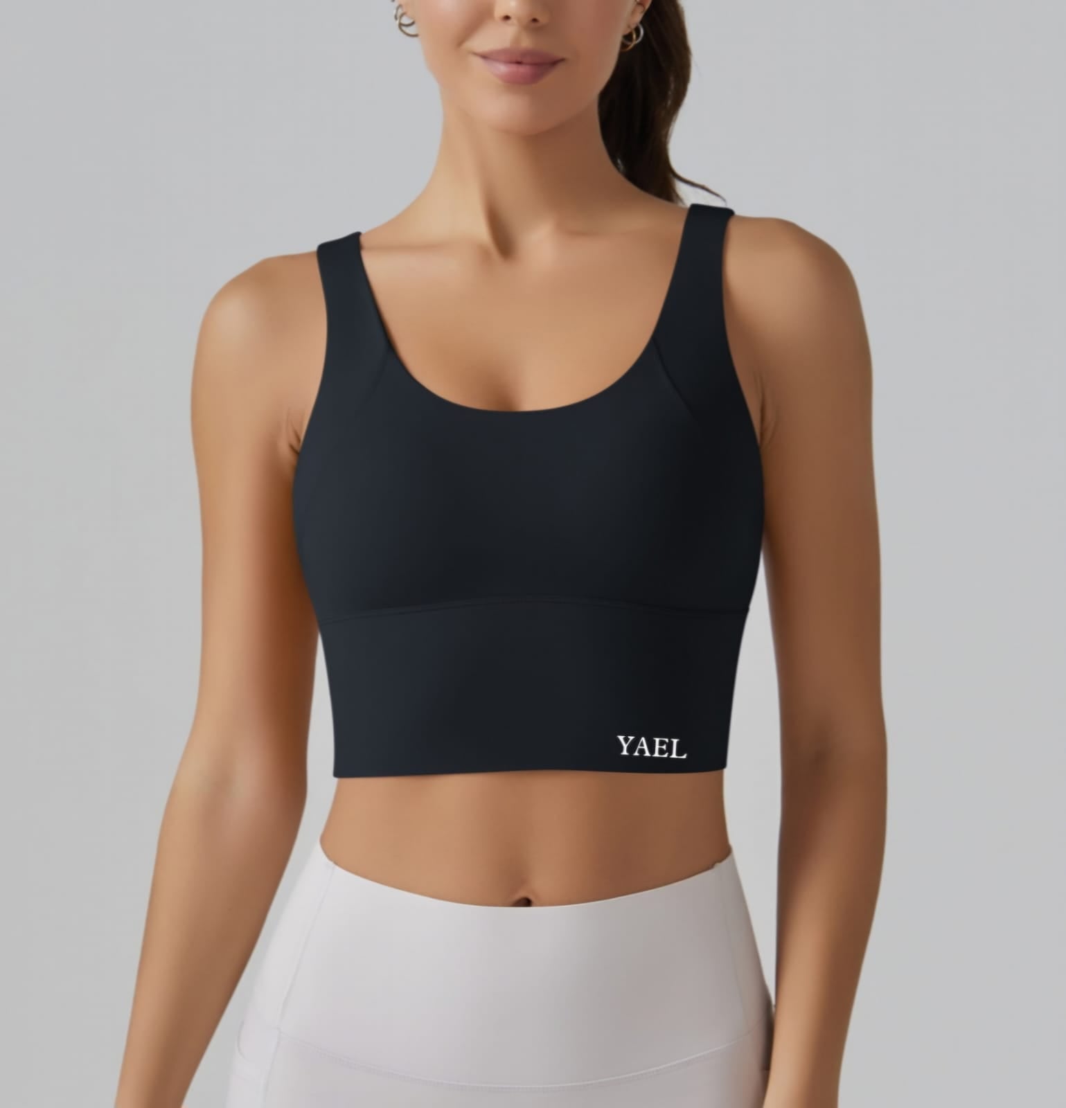 Sleeveless Crop Top V Back Sport Bras with Built-in Pads