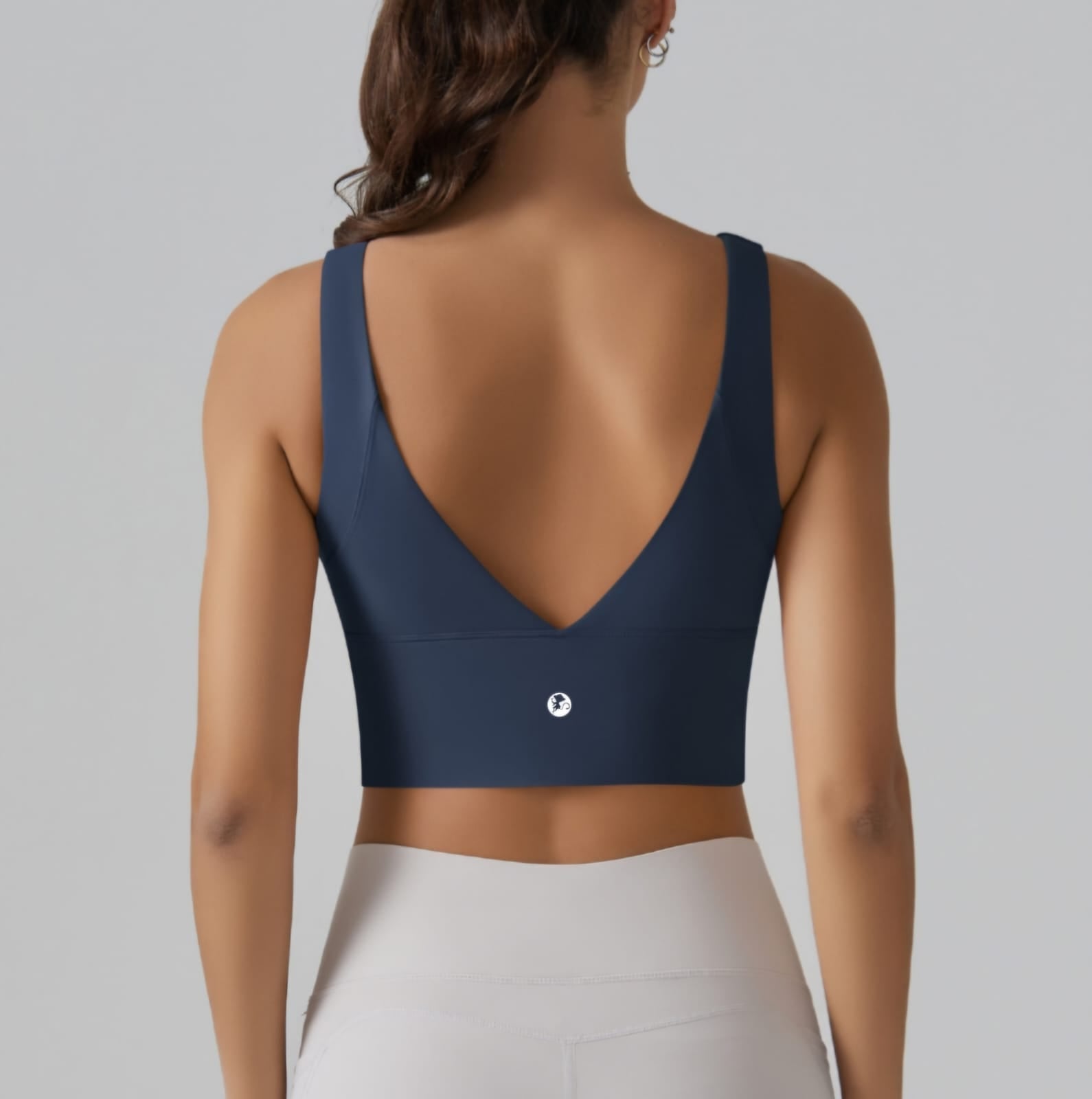 Sleeveless Crop Top V Back Sport Bras with Built-in Pads