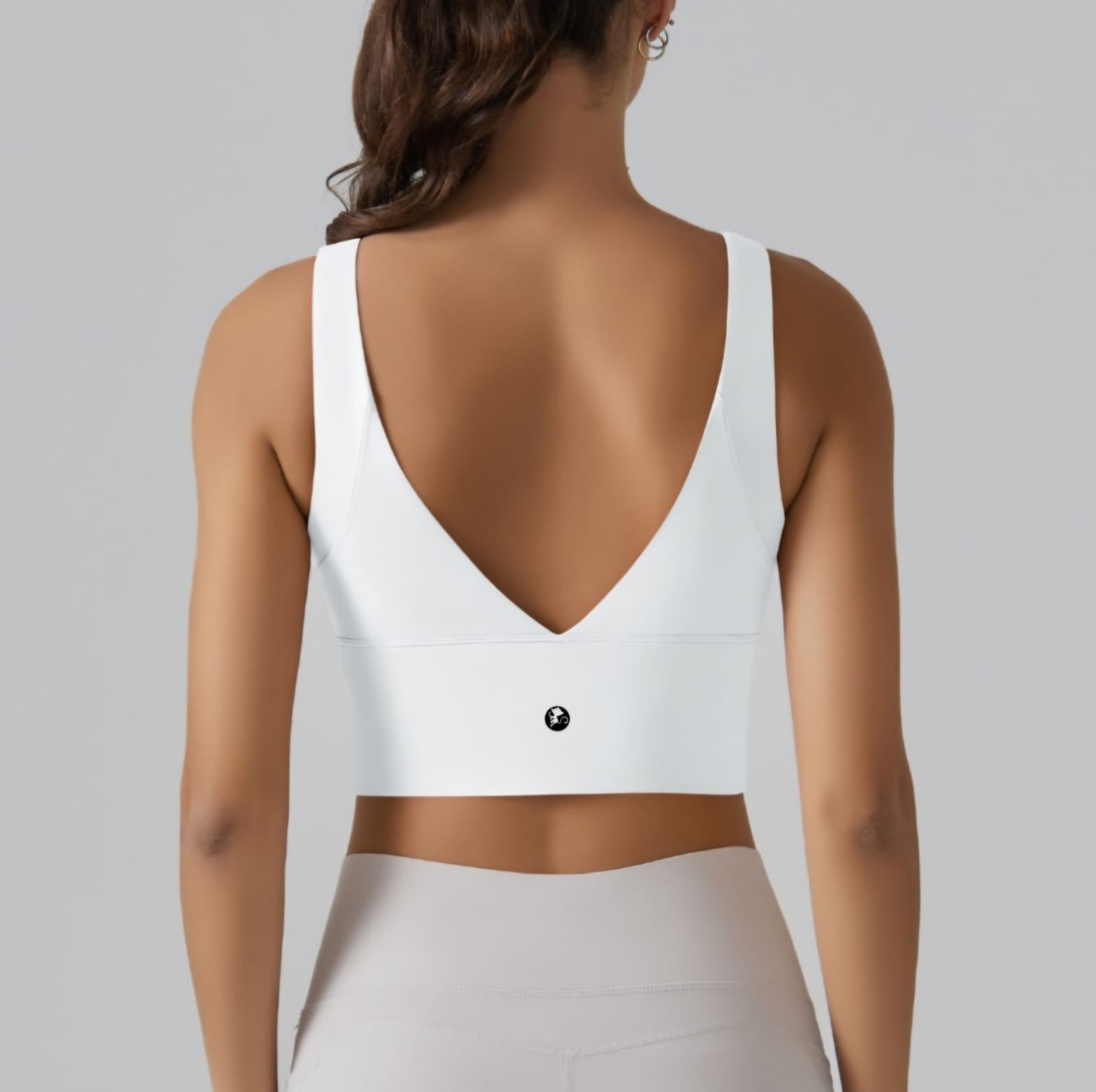 Sleeveless Crop Top V Back Sport Bras with Built-in Pads