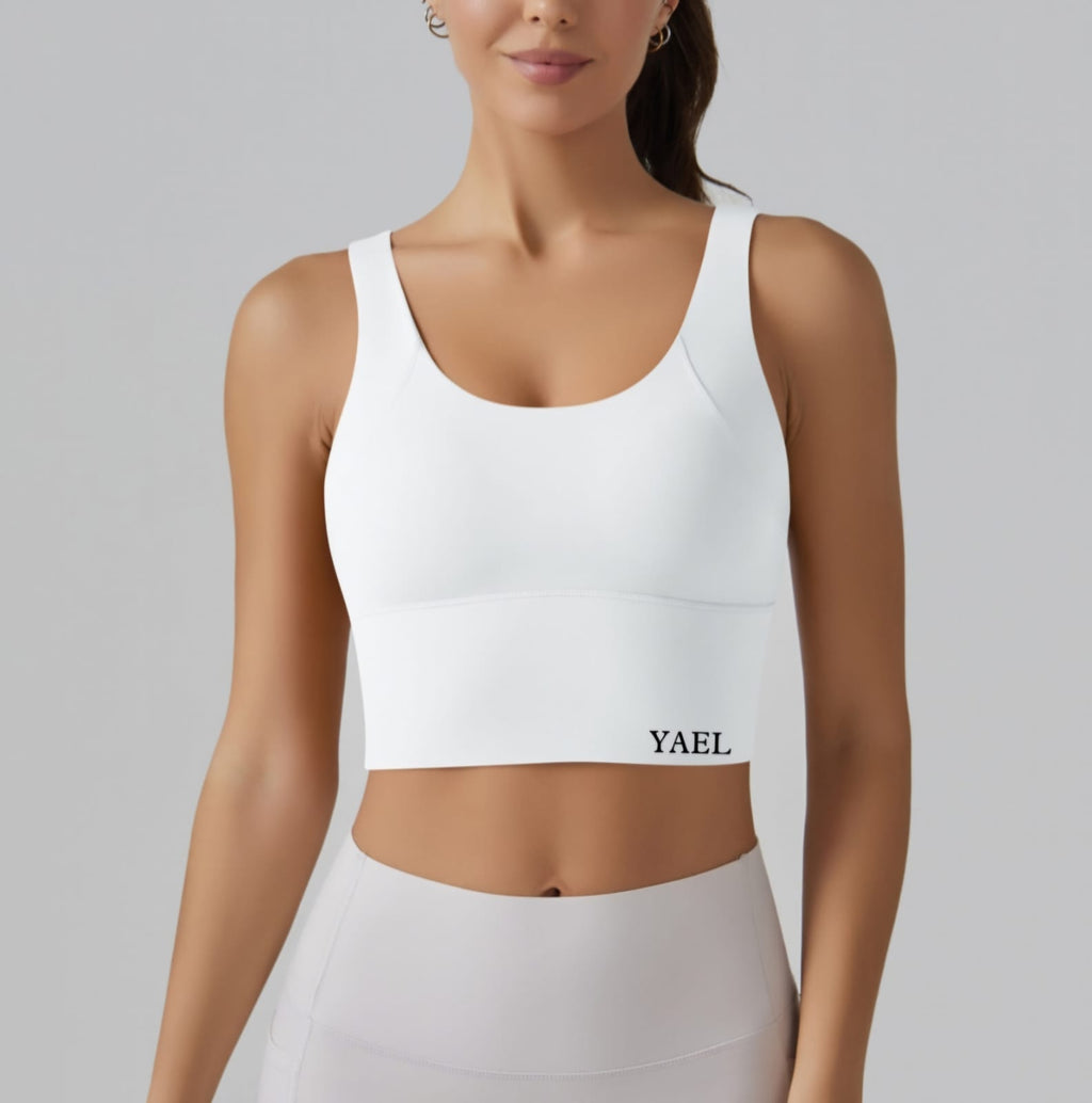 Sleeveless Crop Top V Back Sport Bras with Built-in Pads